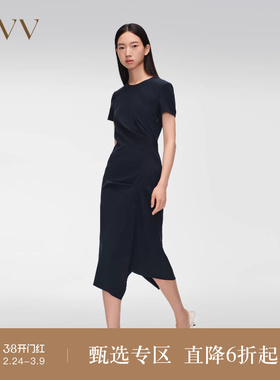 OVV春夏热卖女装进口三醋酸面料简约经典A字短袖连衣裙