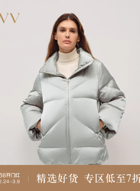 OVV2025秋冬新款女装多色设计缎面高领短款休闲羽绒服