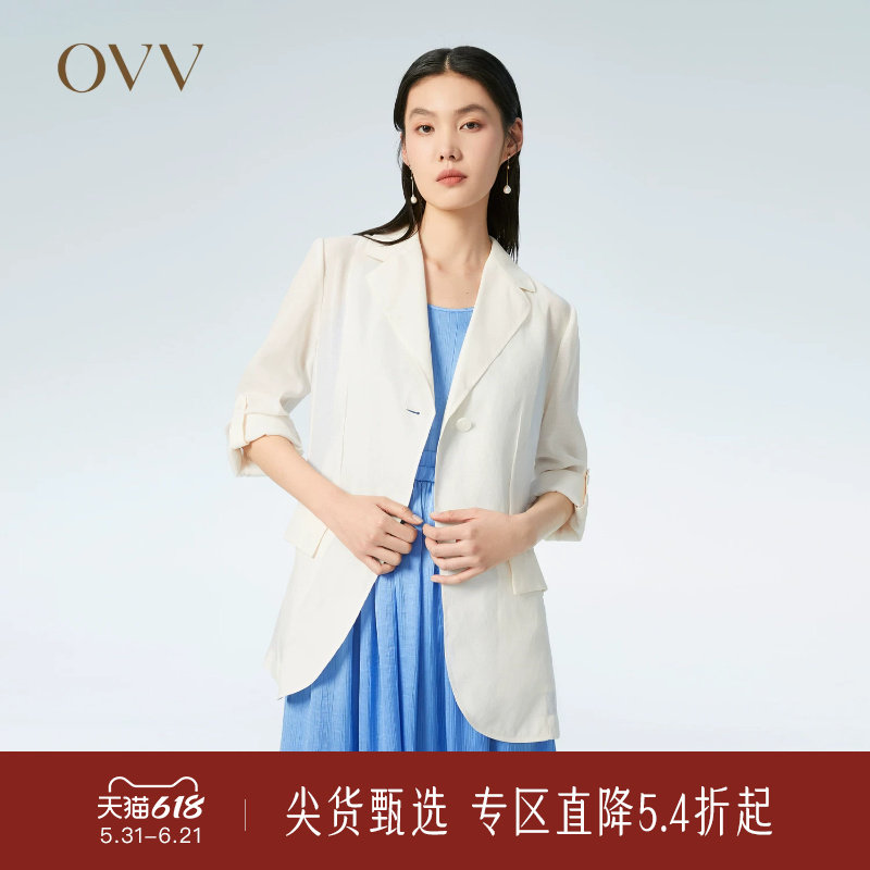 OVV春夏热卖女装半透明薄纱时尚休闲西服外套
