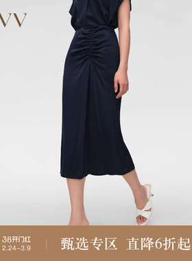 OVV春夏热卖女装22MM弹力双乔桑蚕丝斜裁半身裙