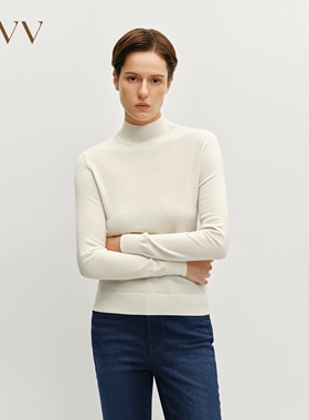 【黄金羊毛】OVV秋冬热卖女装半高领可机洗长袖针织衫