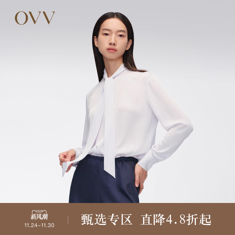 长袖三醋酸休闲衬衫OVV春夏休闲