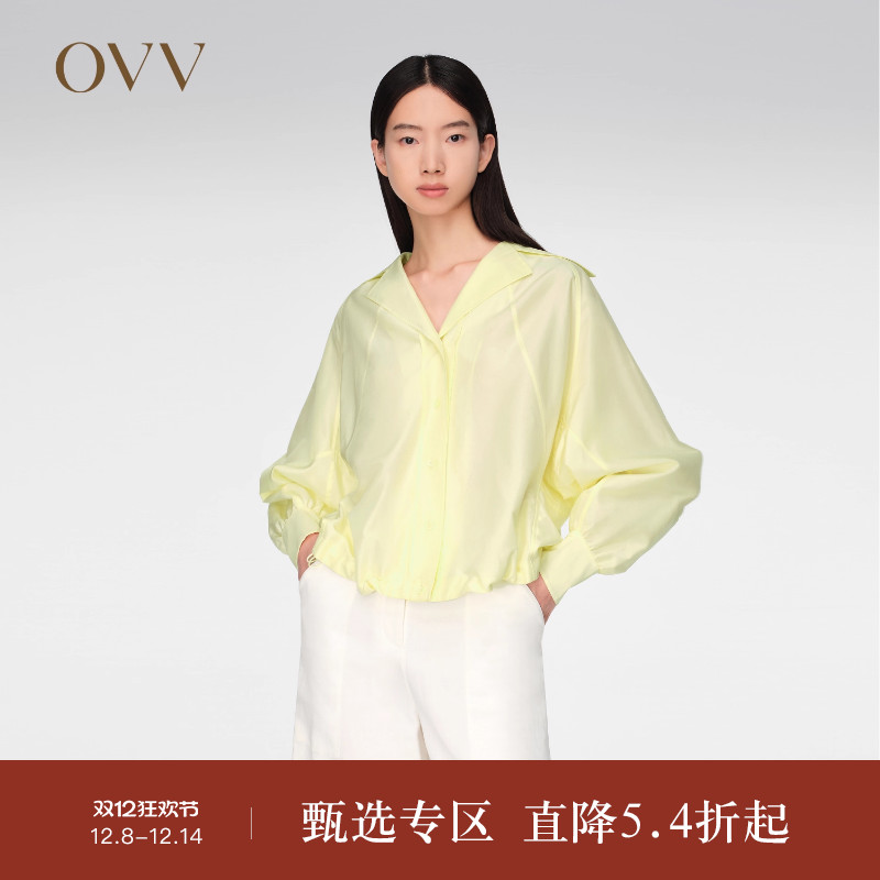 混纺休闲衬衫OVV春夏休闲插肩袖