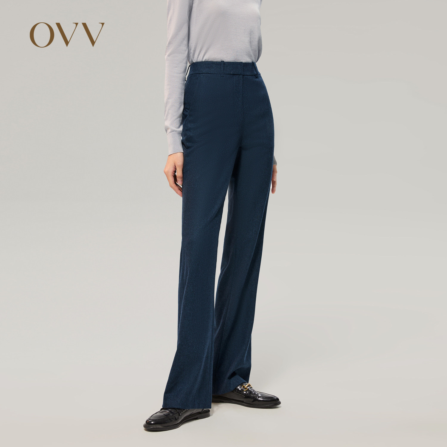 【意大利进口哥伦布】OVV秋冬女装法兰绒羊绒混纺西裤