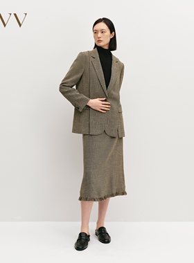 OVV秋冬热卖女装日本进口面料平驳领一粒扣西服外套