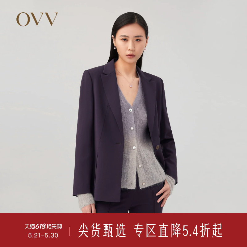 OVV秋冬新款女装日本进口三醋酸分割开衩套装西服外套