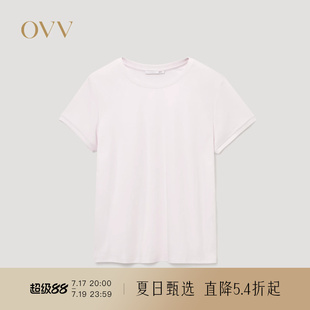 OVV秋冬新款女装经典舒适圆领简约直筒版型短袖T恤