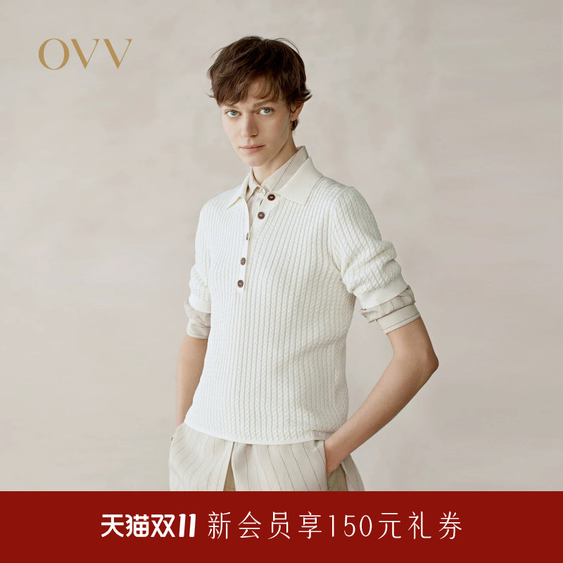 OVV春夏热卖女装淡人丝棉混纺优雅休闲POLO领短袖针织衫