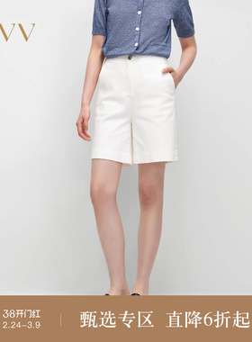 OVV2025春夏新款女装经典基础清爽白色易搭休闲牛仔短裤