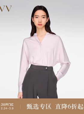 OVV春夏热卖女装醋酸混纺宽松经典V领休闲长袖衬衫