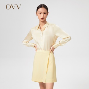 【爱情而已同款】OVV春夏热卖女装20MM缎面绉桑蚕丝经典长袖衬衫