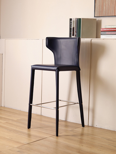 北欧轻奢吧台椅现代简约高椅子家用岛台椅马鞍皮餐椅工业风高脚凳