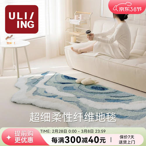 优立地毯异形卧室高级感轻奢衣帽间卧室地毯听海观浪-80X180CM