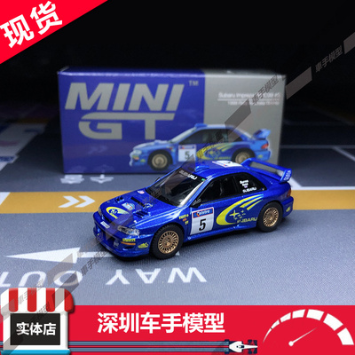 现MINIGT 986 澳大利亚限定1:64 斯巴鲁Impreza翼豹5# WRC99 合金