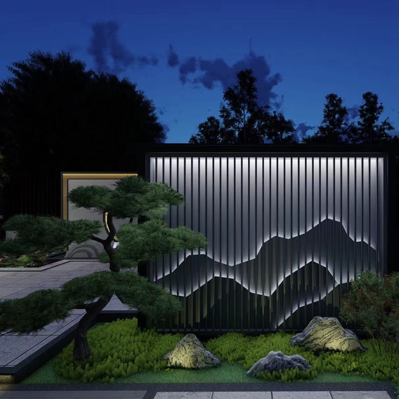 不锈钢山水屏风渐变色  尺寸规格定制 室外专用 别墅小区庭院设计