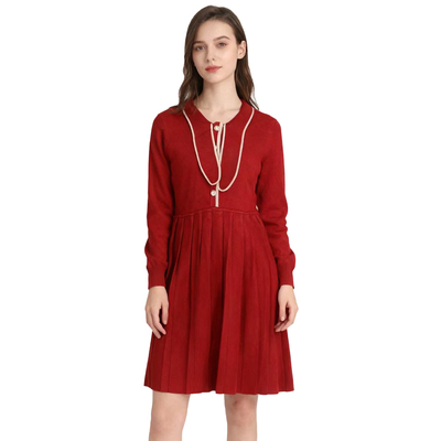 【D玛纳】长袖针织连衣裙休闲中长款圆领简约百搭DMA1106/DMA1481