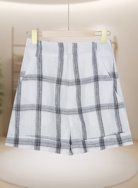 【BJH】格子修身高腰通勤简约时尚百搭设计感女士休闲半裙BJ2000