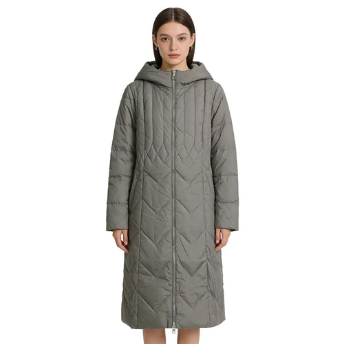 【D玛纳】长款收腰羽绒服休闲风气质长袖拉链DMA1134