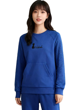 【D玛纳】时尚拼接卫衣宽松套头圆领简约舒适DMA50