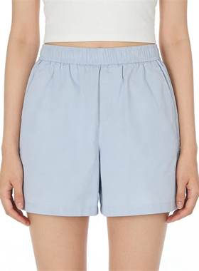 SP系列-百搭浅蓝色高腰舒适休闲短裤P606