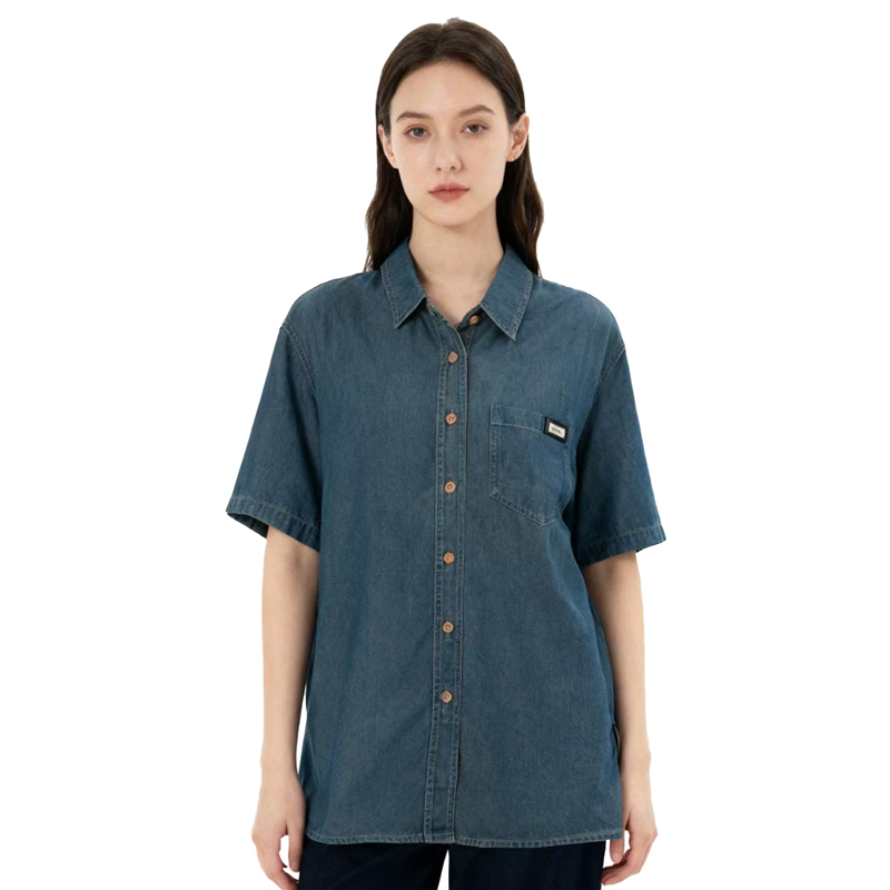 【D玛纳】牛仔衬衫舒适时尚百搭短袖上衣显瘦舒适百搭DMA454