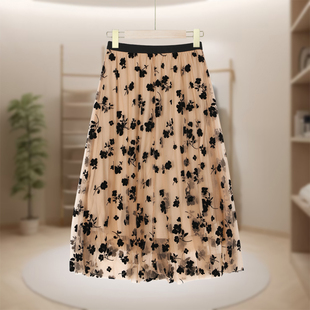 套装 气质百搭半身裙高腰印花半身裙新款 时尚 显瘦DD42 德玛N