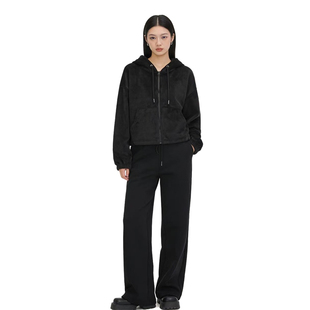 SP系列-黑色绒面连帽卫衣显瘦款P713