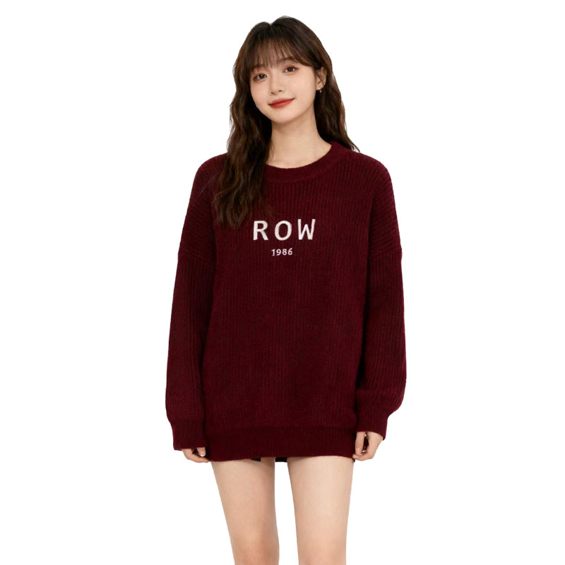 【D玛纳】时尚针织衫休闲风长袖字母毛衣宽松型女士DMA924