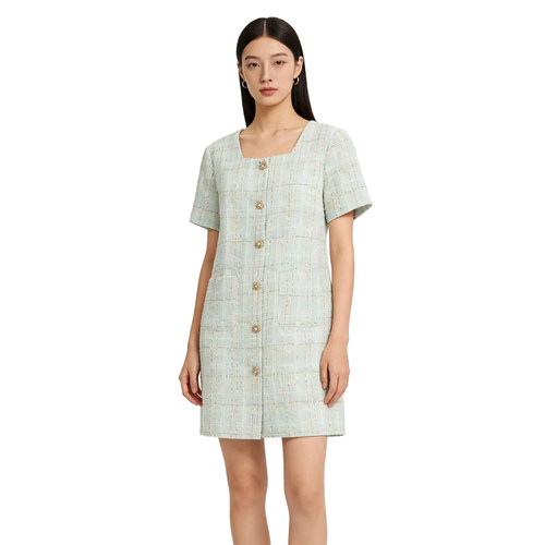 【D玛纳】小香风连衣裙时尚简约百搭直筒型DMA964