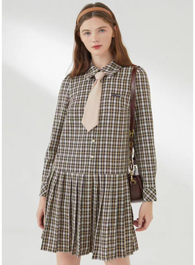 【恋】学院风甜美格雷系文艺JK百褶西装裙连衣裙E38-EEOWC6101I0