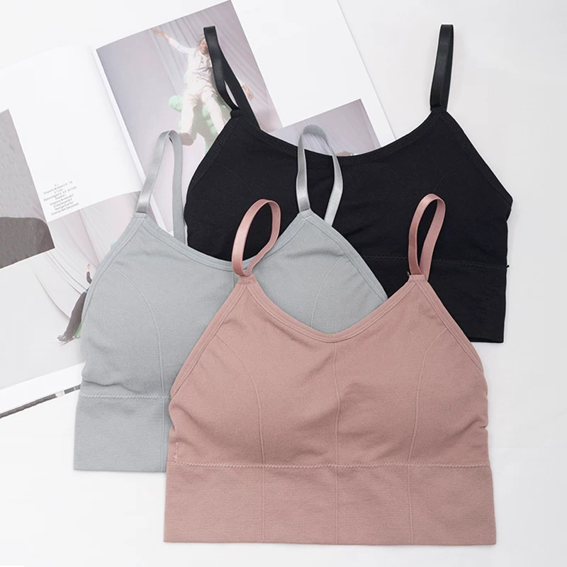 Summer modern top with cups, wireless bra, base sports clothing for yoga, breast pads