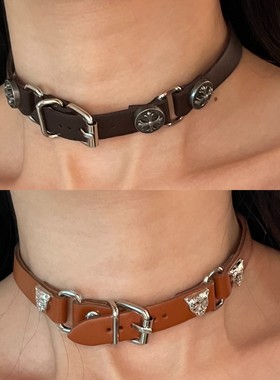 颈环choker皮质朋克复古项圈颈带
