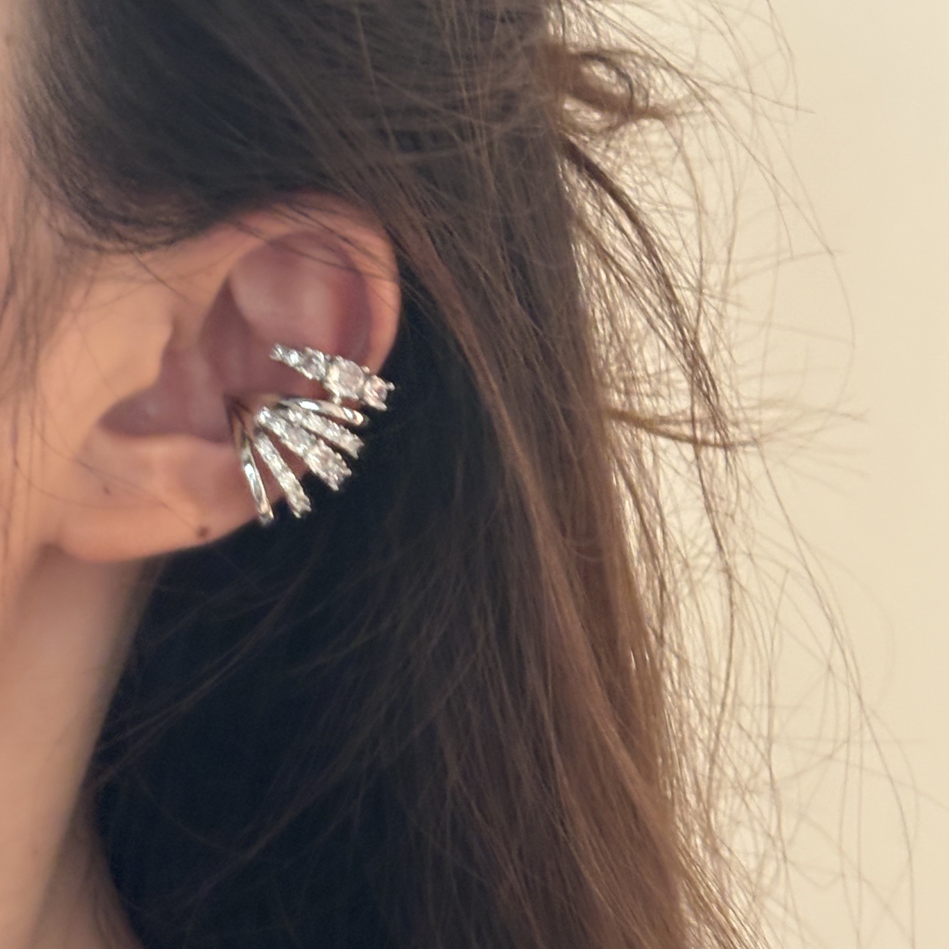 [楼哈哈]小众设计师耳骨夹锆石闪钻多层耳夹无耳洞金属冷淡风耳饰