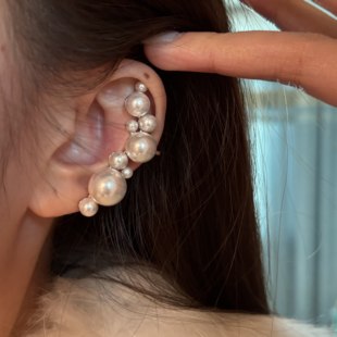 [楼哈哈]韩国月牙耳廓夹珍珠耳夹无耳洞女超仙无痛耳骨夹造型耳环