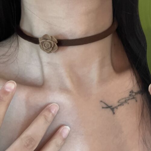 秋冬丝绒玫瑰花项链choker
