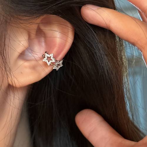 [楼哈哈]五角星锆石耳夹无耳洞女气质无痛耳骨夹小众设计感耳饰