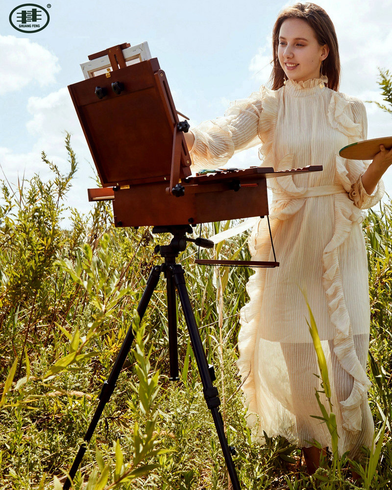 丰丰油画箱写生油画箱意大利复古专业女式油画架手提便携户外木制