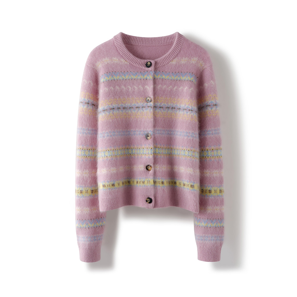 轻奢拉绒100%纯山羊绒针织开衫女