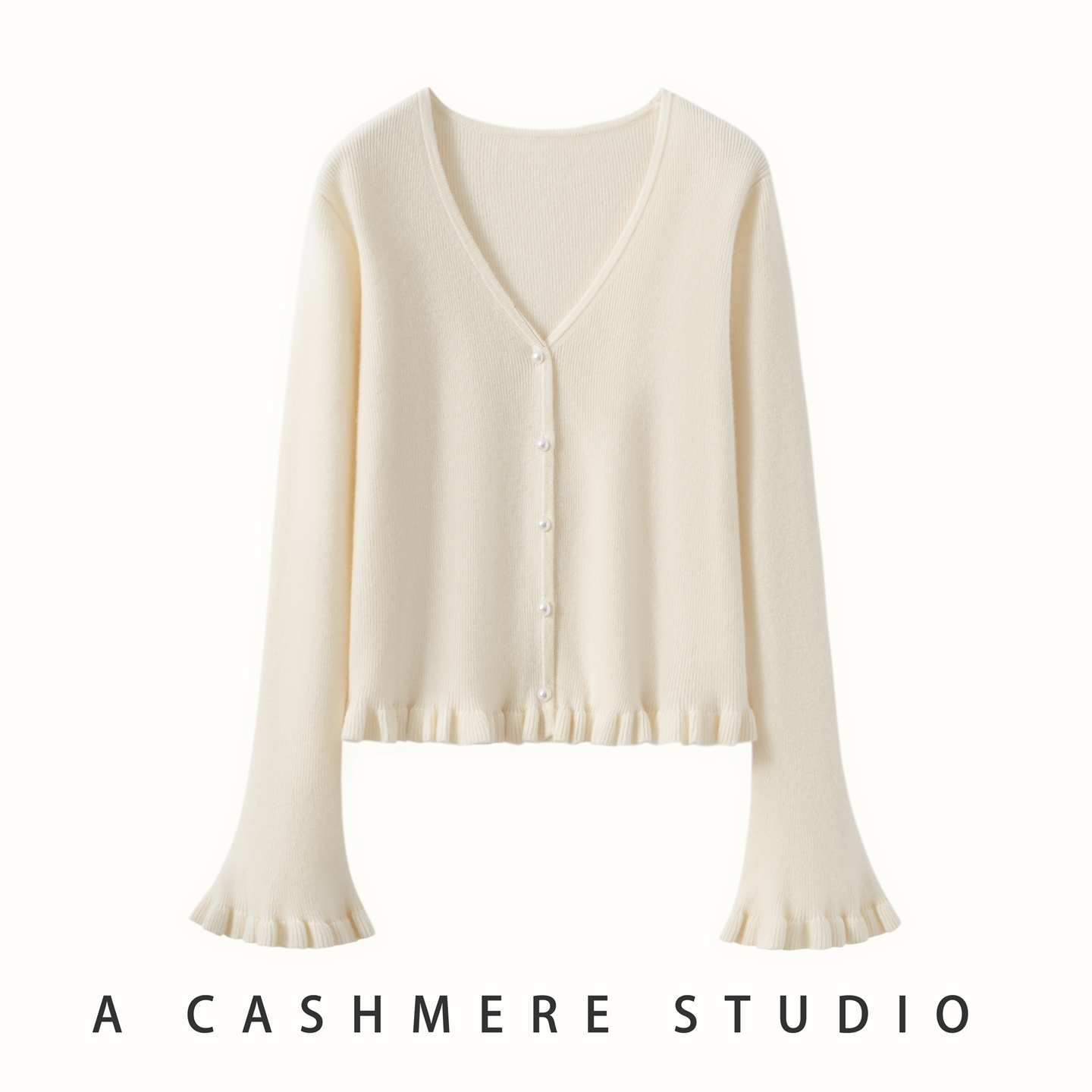 2025新款圆领山羊绒开衫短款宽松