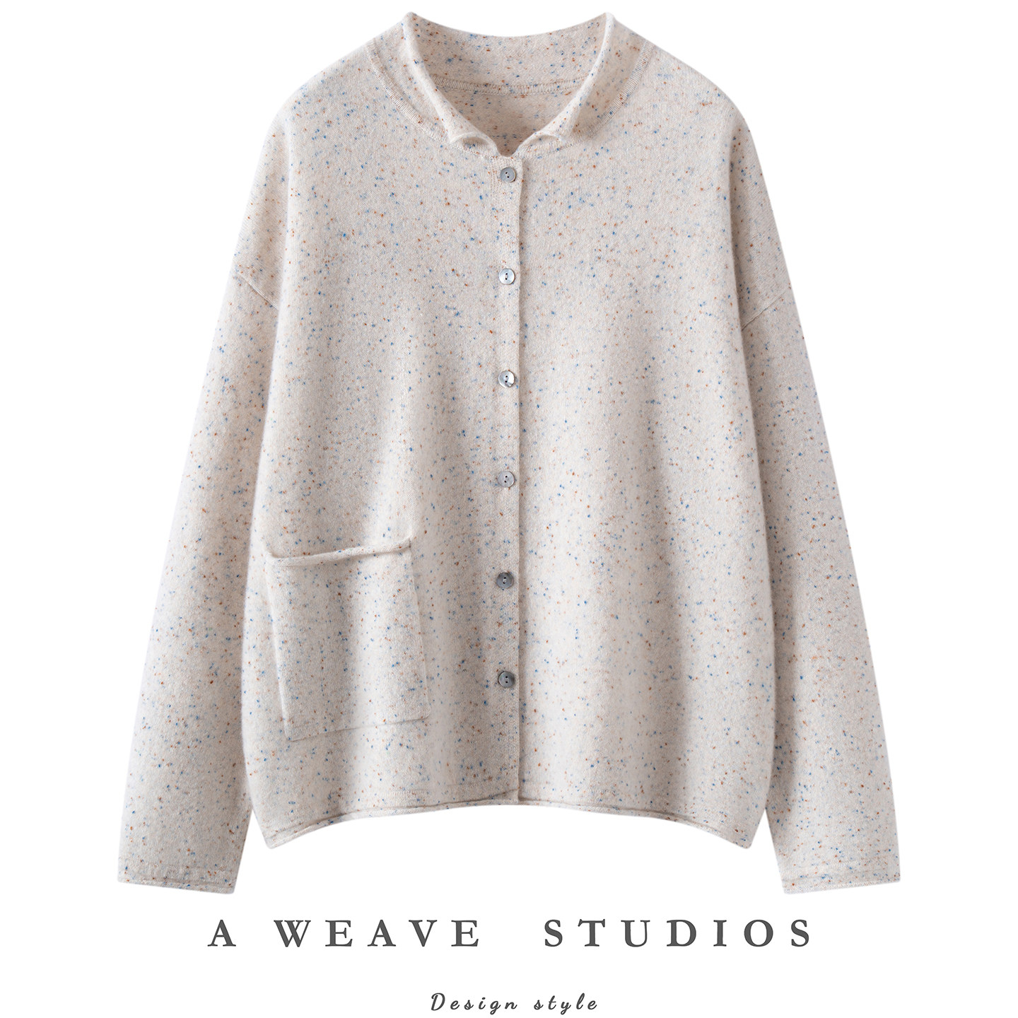 100%纯山羊绒立领宽松保暖开衫女