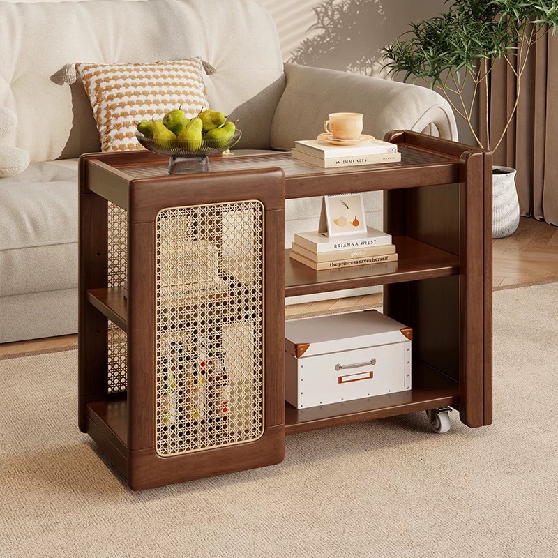 沙发边几家用可移动实木茶几客厅小户型带轮简易茶桌子床头置物架