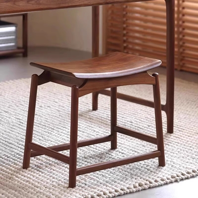 黑胡桃木小凳子家用矮凳实木茶几凳新中式客厅换鞋凳化妆凳元宝凳