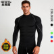 秋冬季 跑步训练打底衫 保暖加绒健身服紧身高领运动上衣 长袖 男士