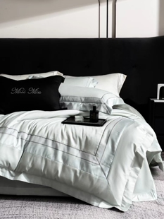 轻奢100S长绒棉床上四件套简约纯棉全棉被套床单高级感主卧室床品