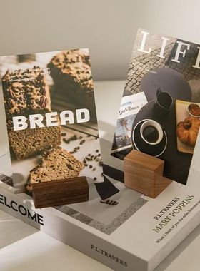 实木卡片便签夹照片名信片夹摆件桌面便条留言台历底座日历支架