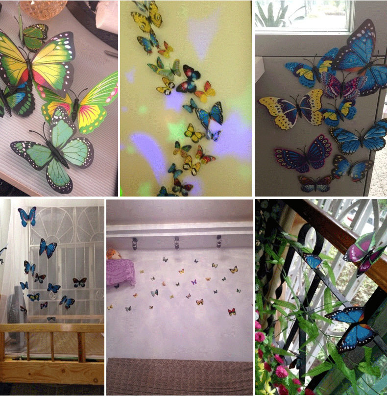 DECORATE THE ROOM TRINKETS 3D STEREOSCOPIC SIMULATION FAKE BUTTERFLIES FRIDGE MAGNETS PHOTO PROPS WEDDING DECORATION IDEAS
