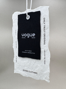 白色手工纸衣服标签订做白色服装吊牌定做小众白色棉布挂牌定制