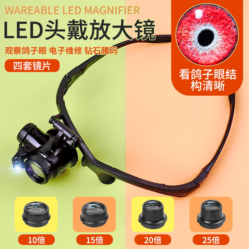 10倍鸽眼放大镜led头戴