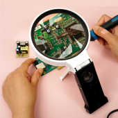 放大镜高清看维修带灯老人阅读支架看书用工作台插电扩大镜塑料柄