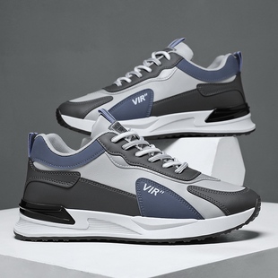 秋冬皮面防水防滑青少年运动跑步休闲工作老爹阿甘鞋 男鞋 2024新款